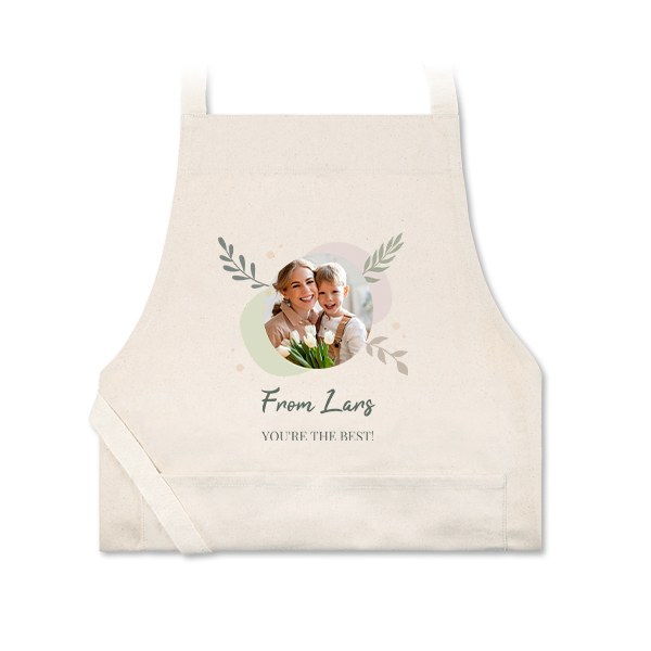 Personalised beige apron with photo and text Personalised beige apron with photo and text