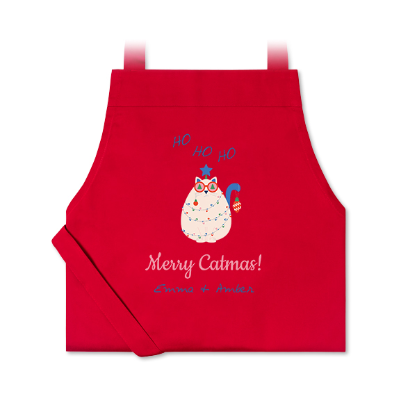 Personalised red apron with photo and text Personalised red apron with photo and text
