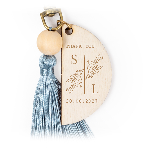 Engraved Keychain Tassel Blue - Set of 6 Engraved Keychain Tassel Blue - Set of 6