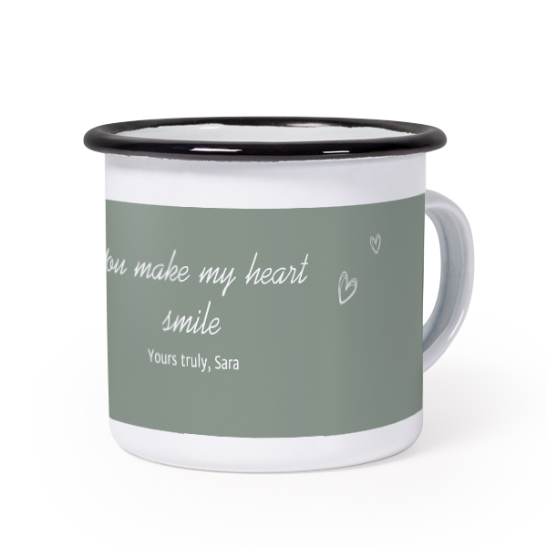 Emaille Tasse Weiss-schwarz Emaille Tasse Weiss-schwarz