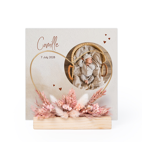 Cœur et fleurs séchées avec 1 carte Cœur et fleurs séchées avec 1 carte