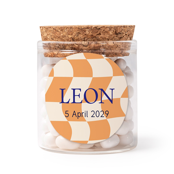 Glass jars with round stickers - set of 12