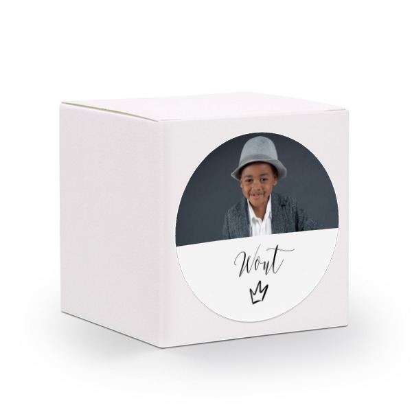 Partybox Weiss mit Sticker rund - 24 Stk.