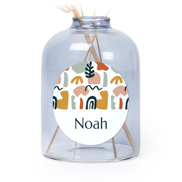 Glazen vaasjes blauw met ronde sticker - set van 6