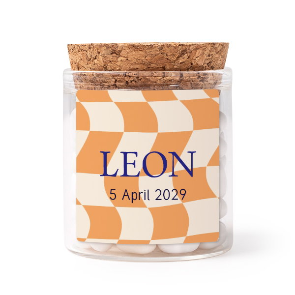 Glass jars with square stickers - set of 12