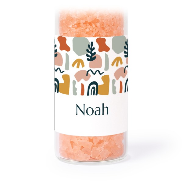 Glazen buisjes met vierkante stickers & roze badzout - set van 12