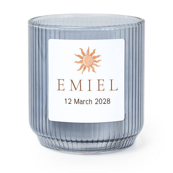 Personalised Blue Glass Tealight Holder with Square Stickers – Set of 6