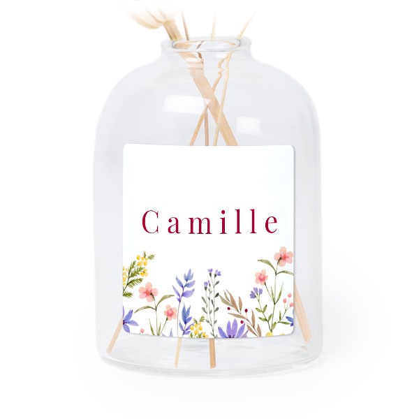 Personalised Clear Glass Vase with Square Stickers – Set of 6