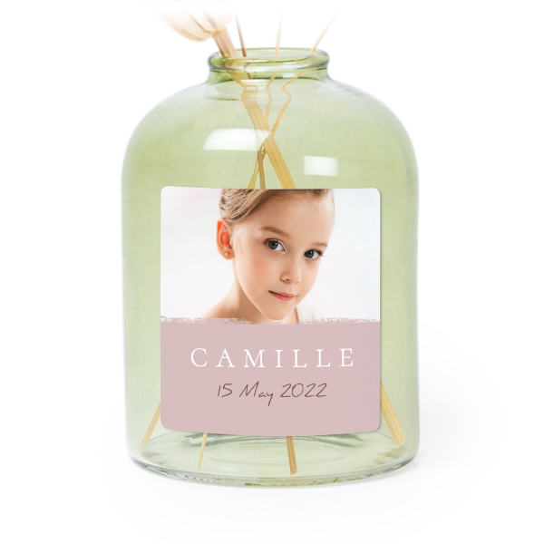 Personalised Green Glass Vase with Square Stickers – Set of 6
