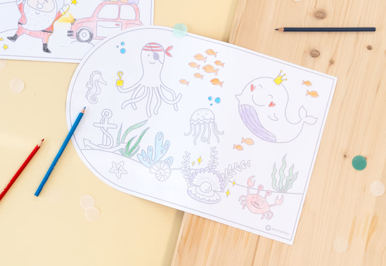Papieren placemats met kleurplaat