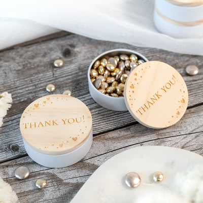 Tin box with wooden lid - 12 pcs